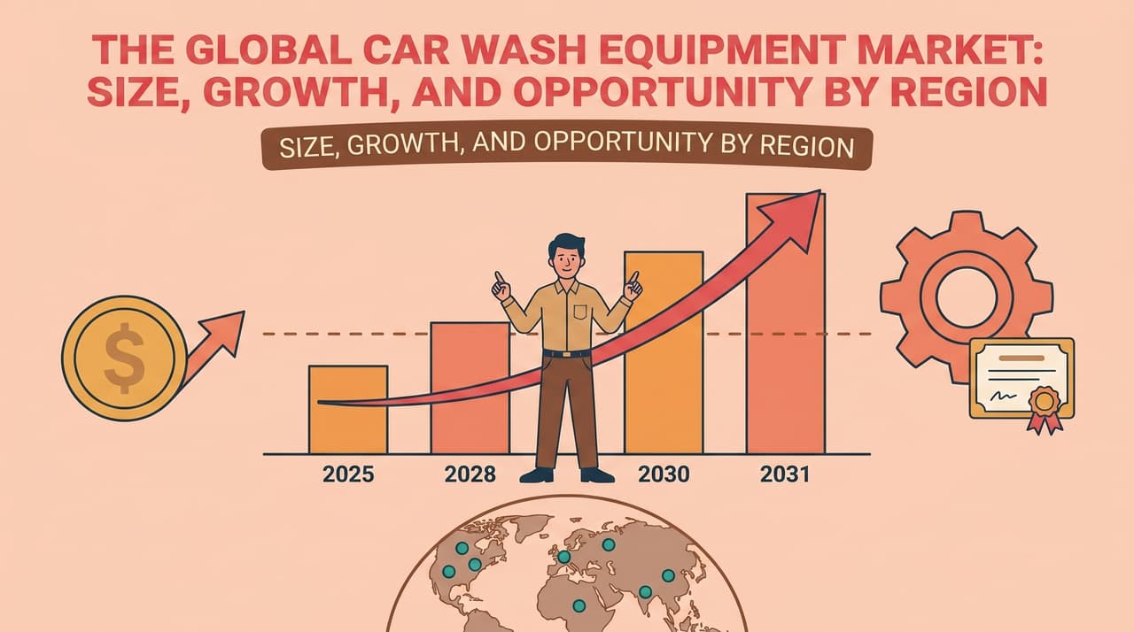 Global car wash equipment market — modern tunnel installation representing worldwide industry growth | car wash equipment market size