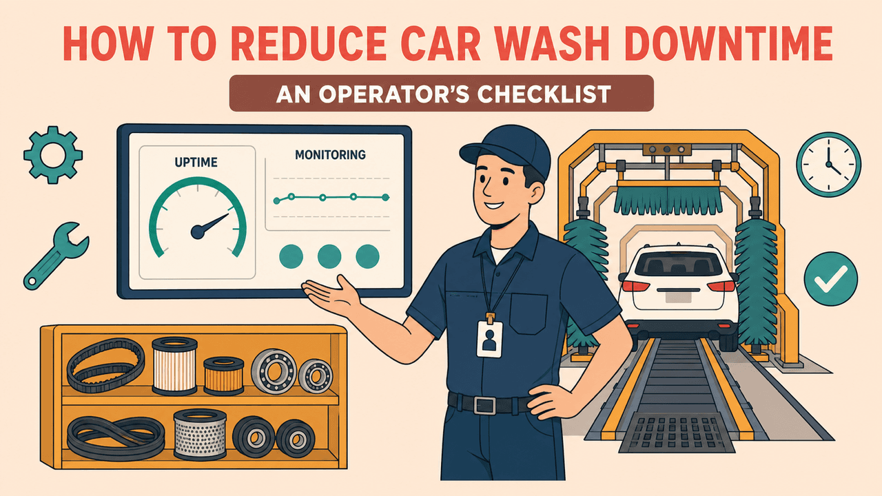 Operator monitoring car wash equipment to reduce downtime and maintain uptime | reduce car wash downtime