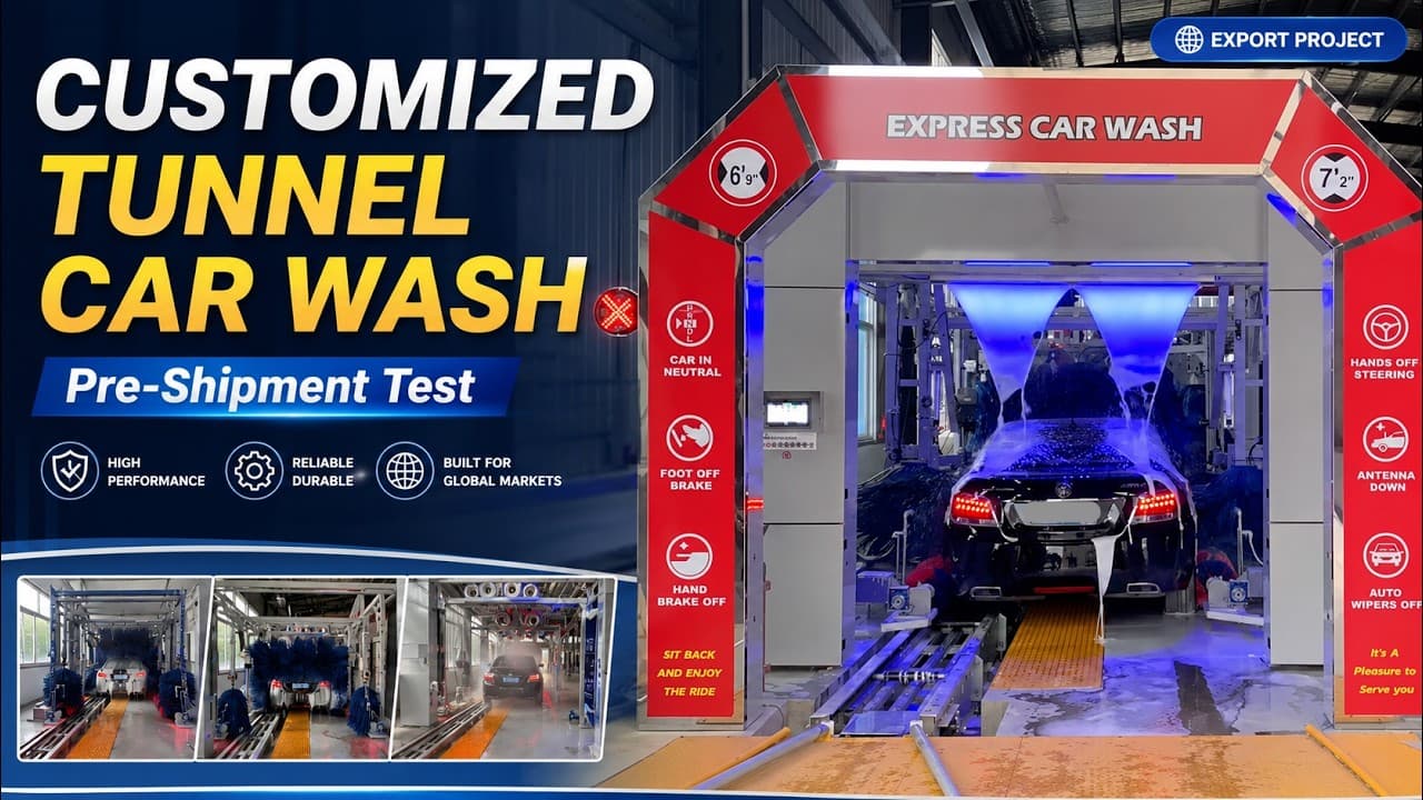 Customized Tunnel Car Wash System | Full Wash Process & Pre-Shipment Test by HyTian
