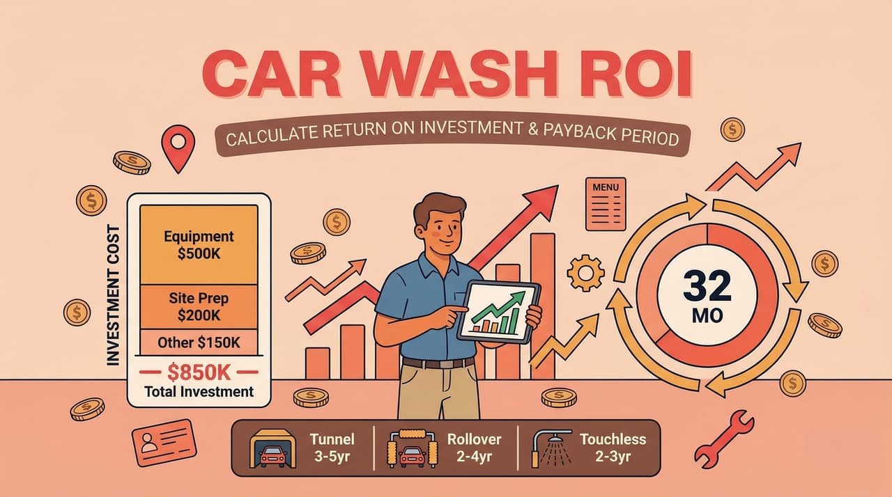 Automatic car wash tunnel system representing car wash ROI and investment potential | car wash ROI