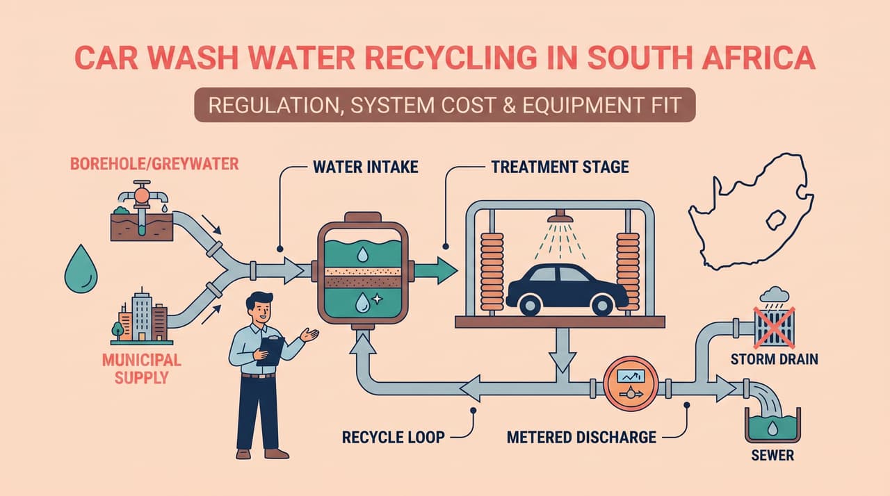 Car wash water recycling system schematic for South Africa compliance | south africa water recycling system car wash price